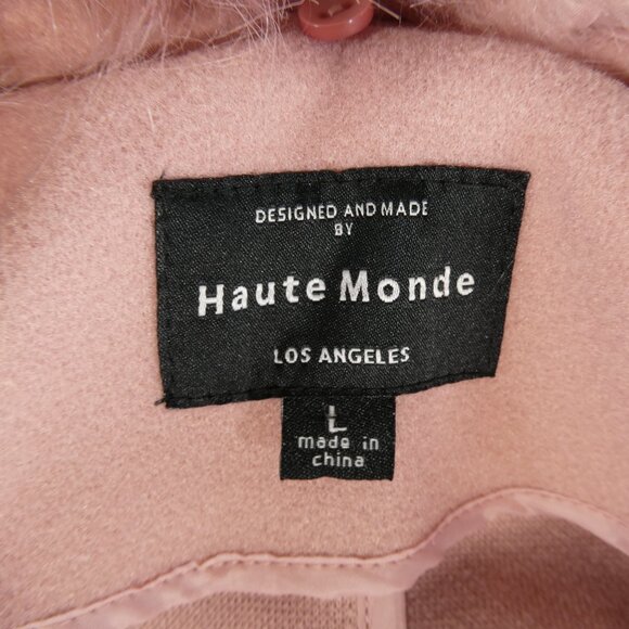 Haute Monde Faux Fur Coat Hooded Mauve HMJ20969 Women’s Size Large Plush Jacket - Picture 7 of 10